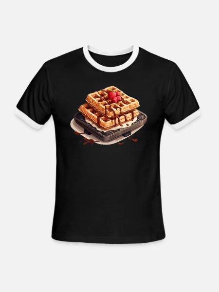 Waffles in the oven - Men's Ringer T-Shirt - black/white