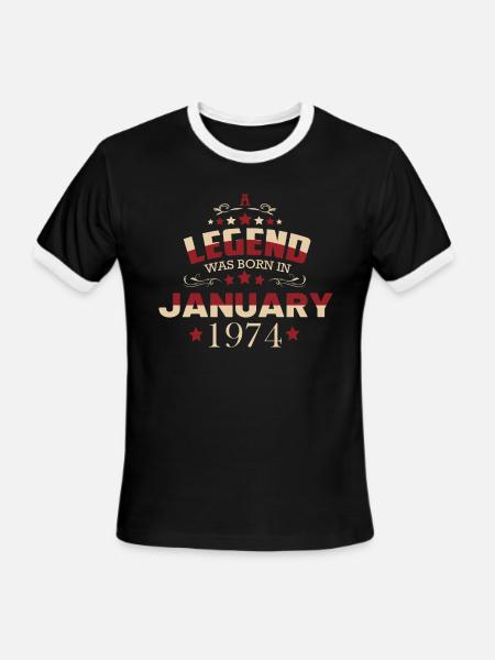January 1974 birthday - Men's Ringer T-Shirt - black/white