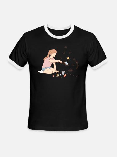 Girl meta digital art - Men's Ringer T-Shirt - black/white