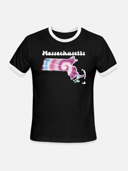 Massachusetts Tie Dye - Men's Ringer T-Shirt - black/white