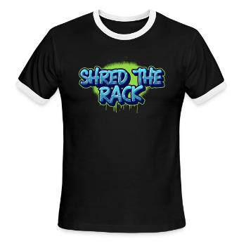 Shred the Rack Bowling - Men's Ringer T-Shirt - black/white - Front - Jackson (183cm)