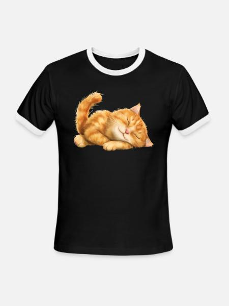 Funny Cat - Men's Ringer T-Shirt - black/white