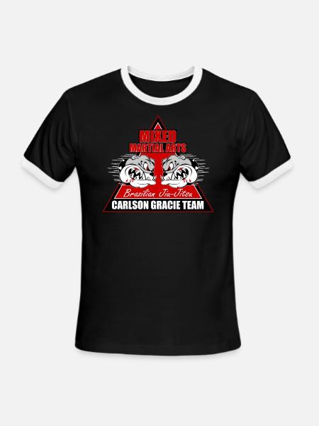Carlson Gracie Team Brazilian Jiu-Jitsu Mixed Mart - Men's Ringer T-Shirt - black/white