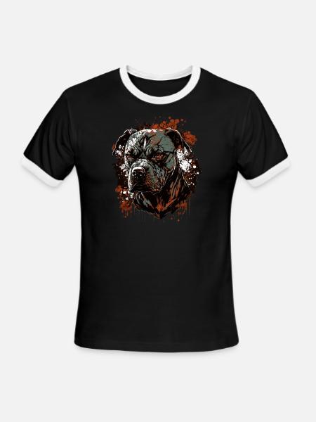 American Staffordshire Terrier - Men's Ringer T-Shirt - black/white