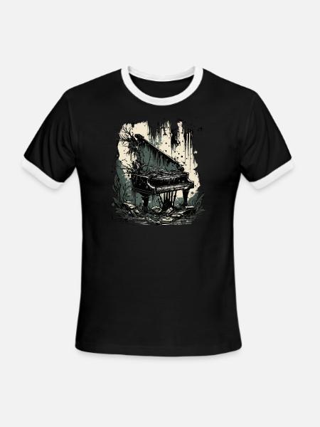 horror piano - Men's Ringer T-Shirt - black/white