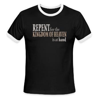 Repent for Kingdom of Heaven is at Hand Matt 3 2 - Men's Ringer T-Shirt - black/white - Front - Jackson (183cm)