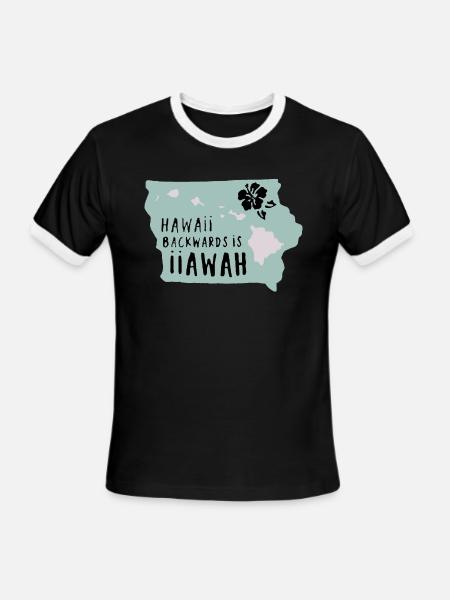 Hawaii backward is iiawah - Men's Ringer T-Shirt - black/white