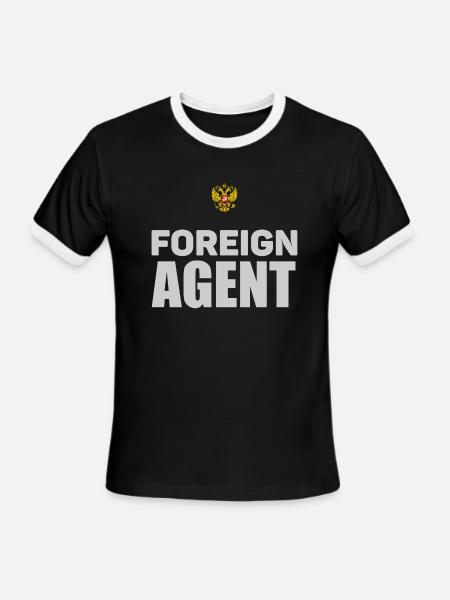 Russian Foreign Agent - Russian Gag Gift - Men's Ringer T-Shirt - black/white