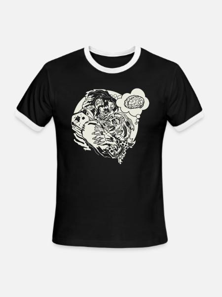 Funny Zombie Love - Men's Ringer T-Shirt - black/white