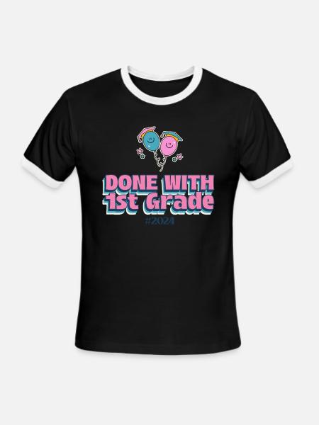 graduation 2024 : Done with first Grade - Men's Ringer T-Shirt - black/white
