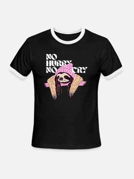 No Hurry, No Cry - Men's Ringer T-Shirt - black/white