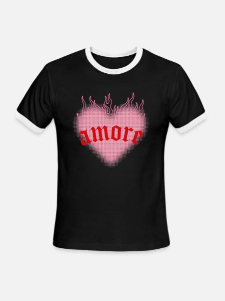 Amore - Men's Ringer T-Shirt - black/white
