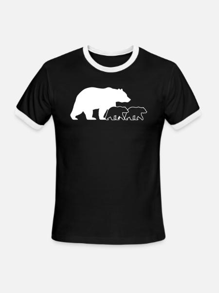 Mama Bear and Her Cubs - Men's Ringer T-Shirt - black/white