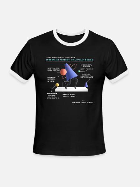 Retro Futuristic Cone Kinetic Construct T-shirt - Men's Ringer T-Shirt - black/white