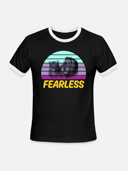 Fearless Retro Lion - Men's Ringer T-Shirt - black/white