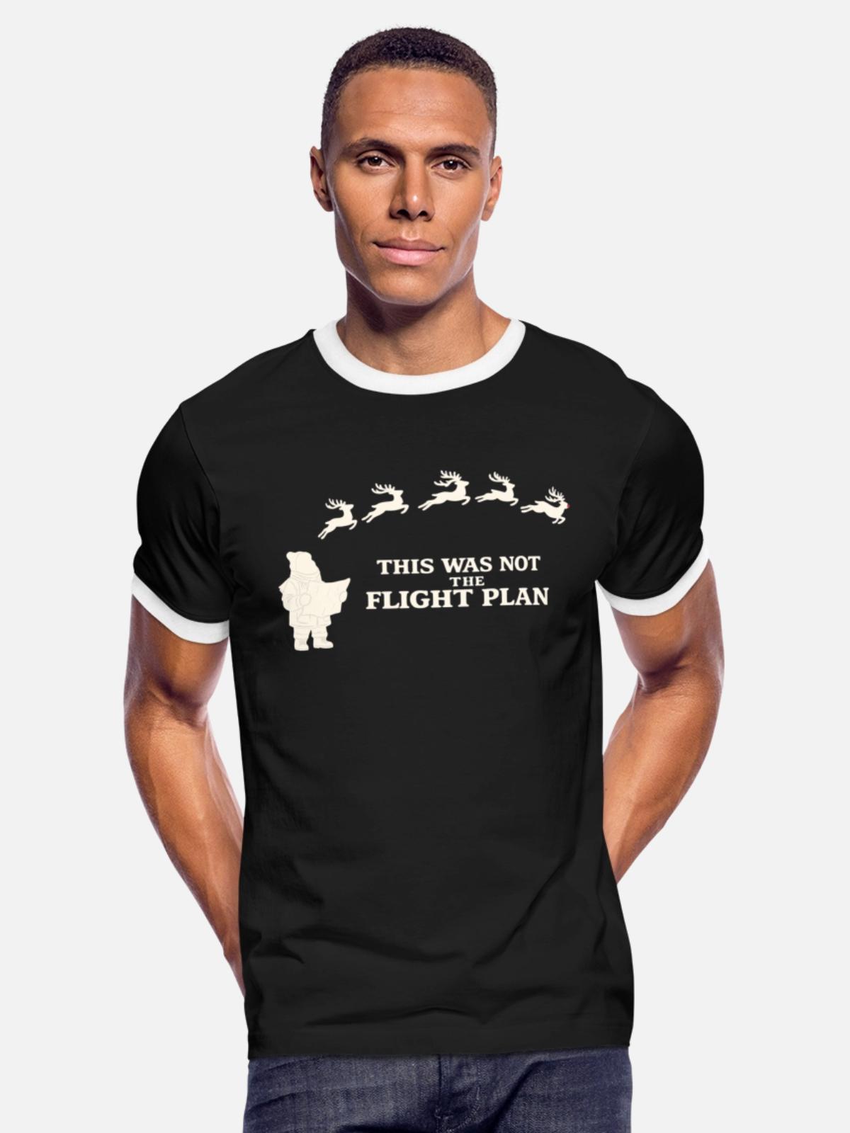 Santa’s Christmas Flight Plan - Men's Ringer T-Shirt - black/white - Front - Jackson (183cm)
