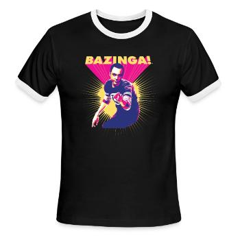The Big Bang Theory Bazinga Sheldon - Men's Ringer T-Shirt - black/white - Front - Jackson (183cm)
