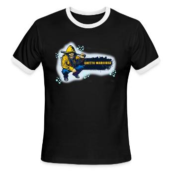 Ghetto Warriors 1 - Men's Ringer T-Shirt - black/white - Front - Jackson (183cm)