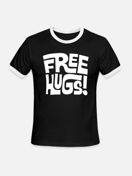 free hugs - Men's Ringer T-Shirt - black/white