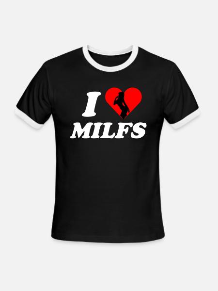 I love milfs -i heart hot moms -funny milfs - Men's Ringer T-Shirt - black/white