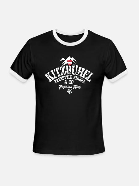 Kitzbuhel Freestyle riders Austrian Alps - Men's Ringer T-Shirt - black/white