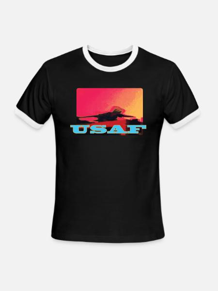 USAF F-14 Tomcat Airplane - Men's Ringer T-Shirt - black/white