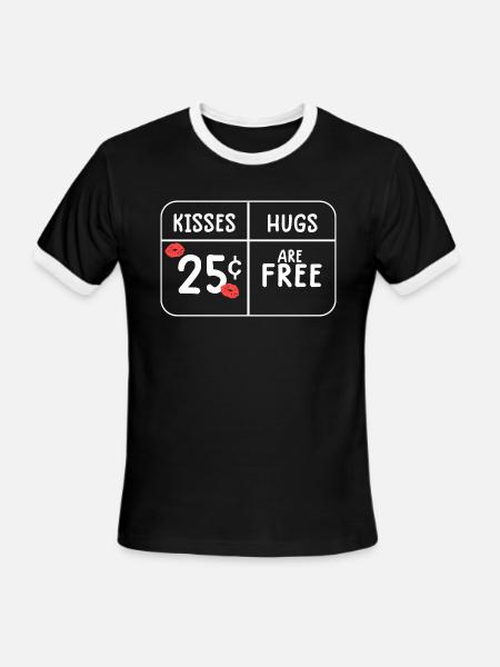 Kisses 25 Cents Funny valentine s day - Men's Ringer T-Shirt - black/white