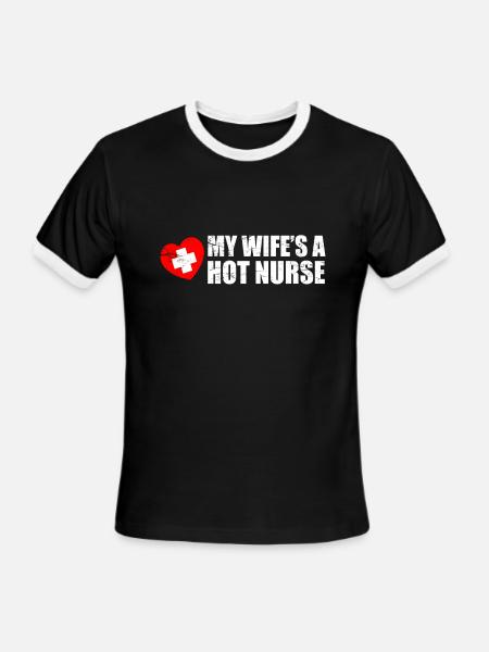 my_wife_is_a_hot_nurse - Men's Ringer T-Shirt - black/white
