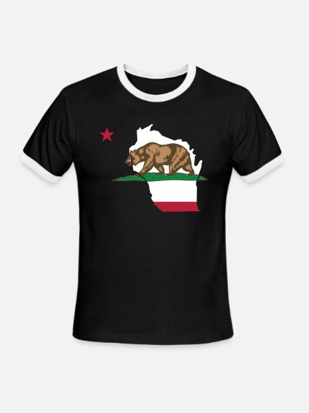 Wisconsin California Funny Pride Flag Apparel - Men's Ringer T-Shirt - black/white
