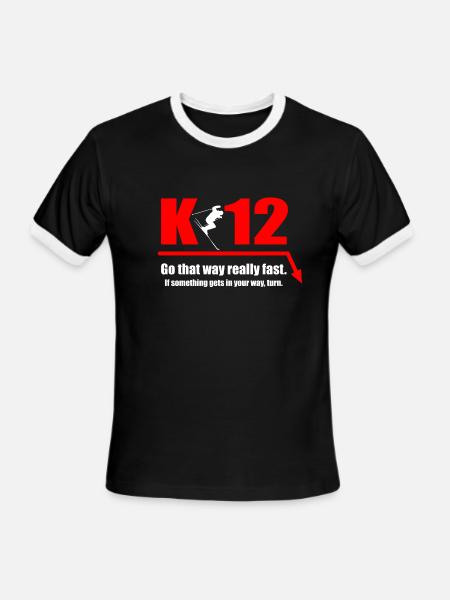 K-12 Dark - Men's Ringer T-Shirt - black/white