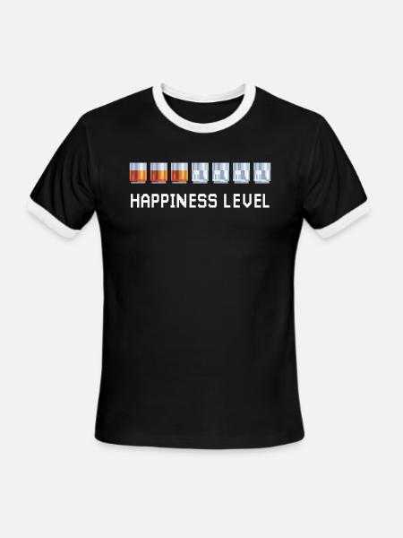 HAPPINESS LEVEL - Men's Ringer T-Shirt - black/white