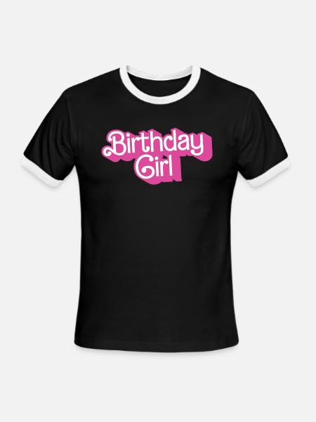 Birthday Girl Hot Pink - Men's Ringer T-Shirt - black/white