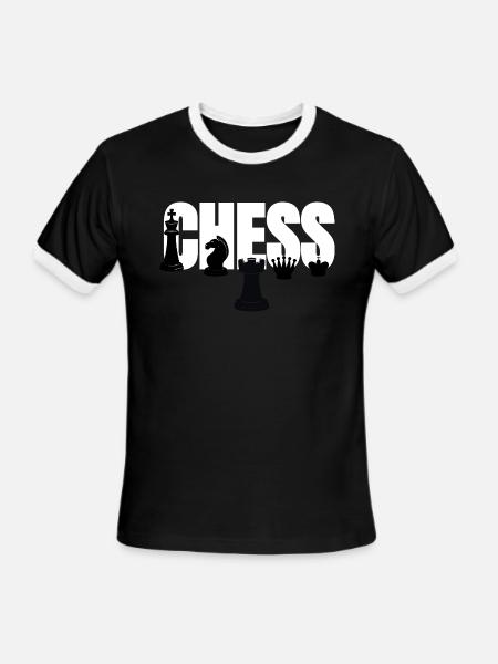 Stylish Chess Lover Typography Print - Men's Ringer T-Shirt - black/white