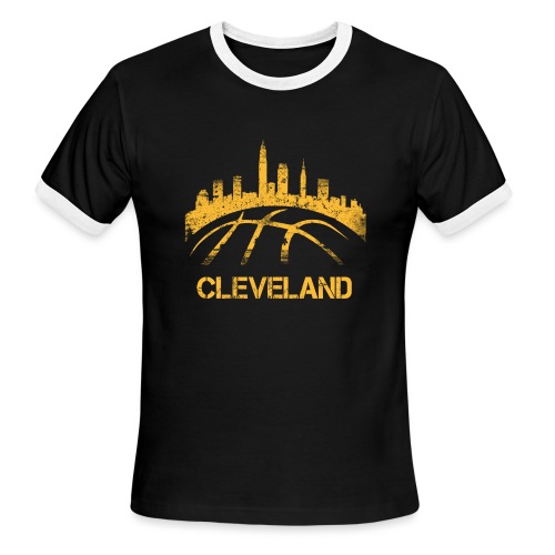 Cleveland Basketball Skyline - Men's Ringer T-Shirt