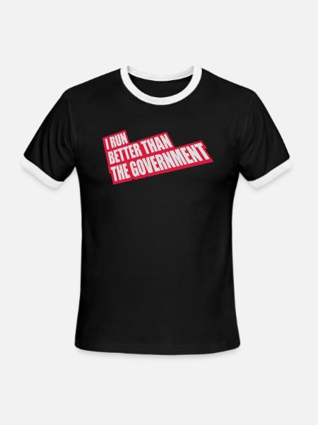 run better than government - Men's Ringer T-Shirt - black/white