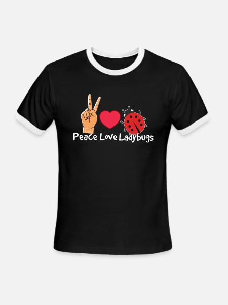 Peace Love Ladybugs Ladybug Entymology Insects - Men's Ringer T-Shirt - black/white