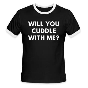 will you cuddle with me? - Men's Ringer T-Shirt - black/white - Front - Jackson (183cm)