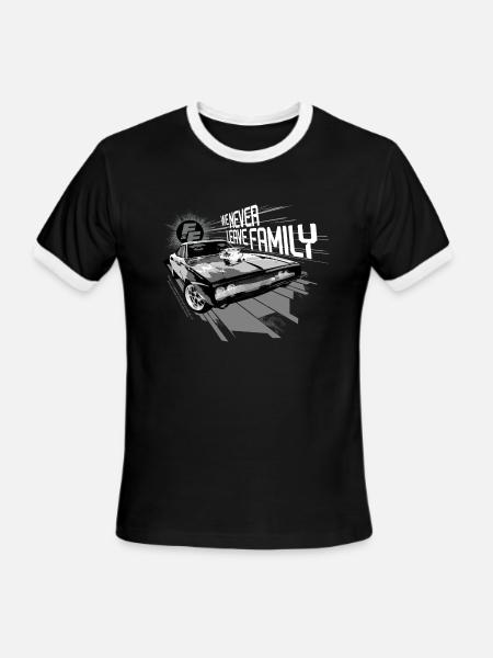 Fast And Furious Quote We Never Leave Family - Men's Ringer T-Shirt - black/white