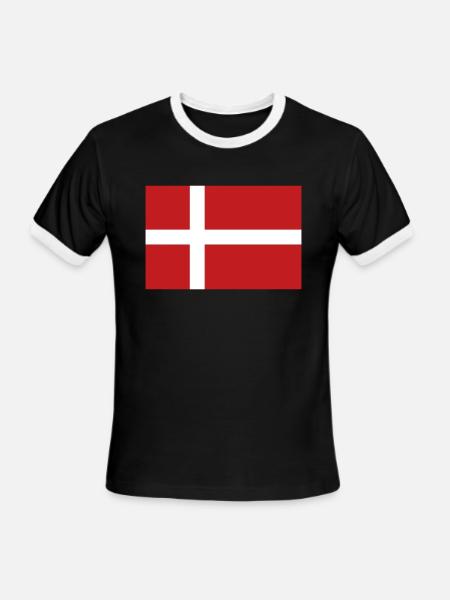 Danish Flag - Men's Ringer T-Shirt - black/white