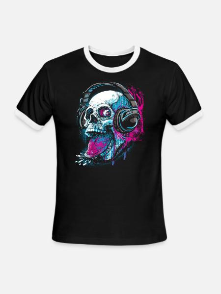 Skull Givin' Raspberry Dk - Men's Ringer T-Shirt - black/white