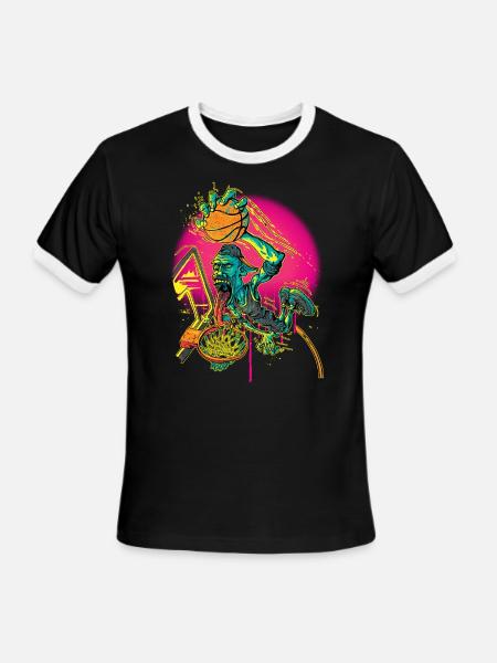 Ballin' Hoops Slam - Men's Ringer T-Shirt - black/white