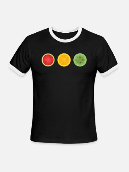 Fruits d'été - T-shirt à bandes contrastées pour hommes   - noir/blanc