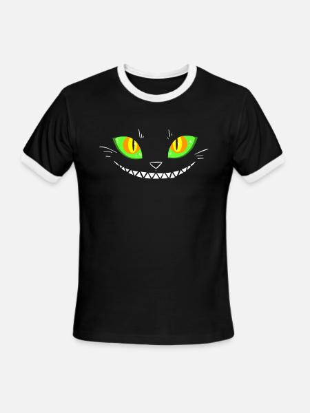 Creepy Cat Face - Men's Ringer T-Shirt - black/white