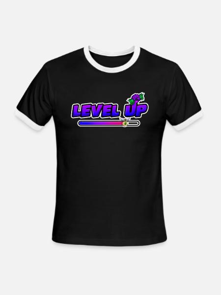 level up - Men's Ringer T-Shirt - black/white