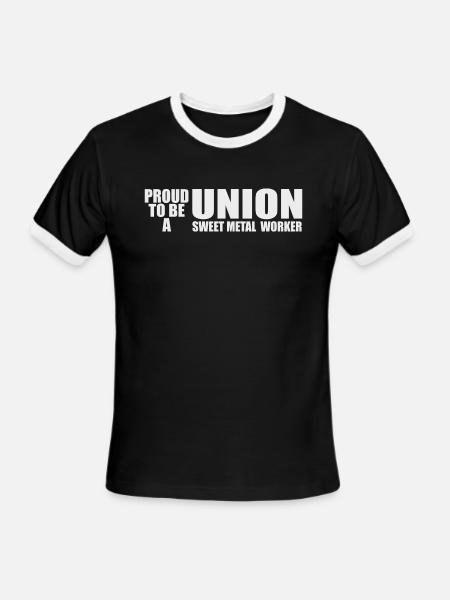 pround to be a union - Men's Ringer T-Shirt - black/white