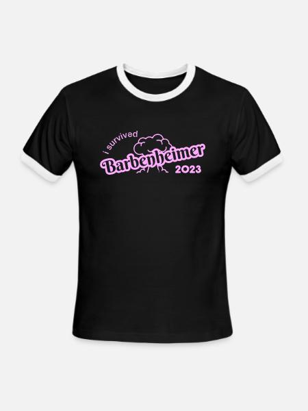 i survived barbenheimer - Men's Ringer T-Shirt - black/white