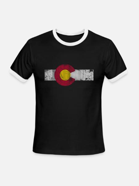 Colorado Flag Vintage Fade - Men's Ringer T-Shirt - black/white
