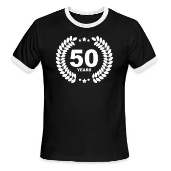 50 ans - T-shirt à bandes contrastées pour hommes   - noir/blanc - Devant - Jackson (183cm)