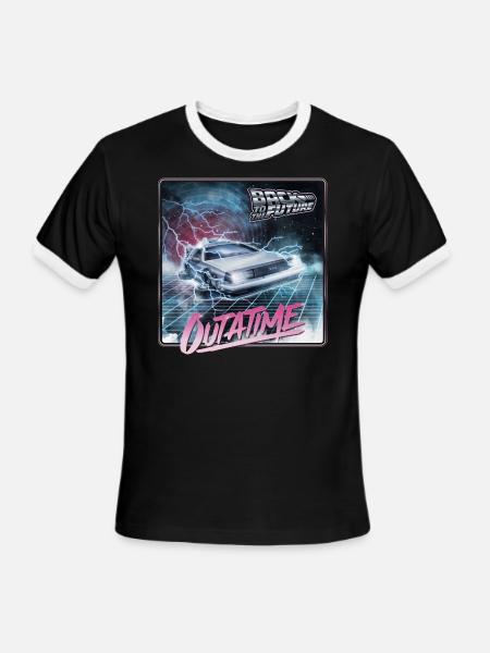 Back To The Future Outatime Delorean Time Machine - Men's Ringer T-Shirt - black/white