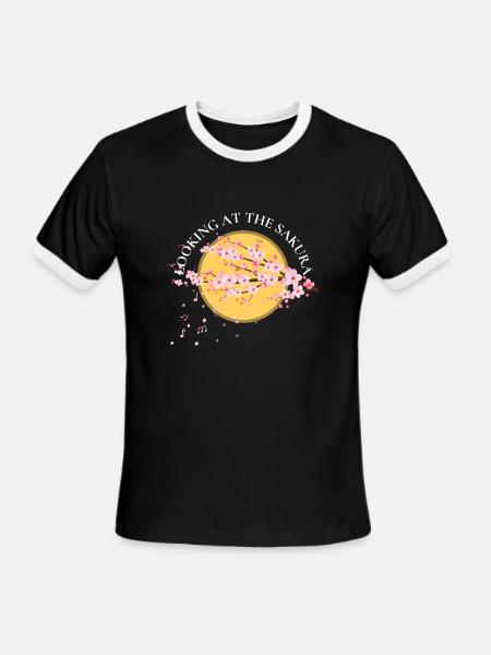 Looking at the SAKURA - Men's Ringer T-Shirt - black/white